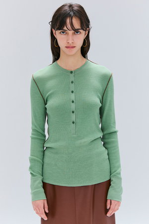 ベイジ，/BEIGE，のFORD（フォード）/ウール配色メローヘンリーネックカットソー(110100/110103)