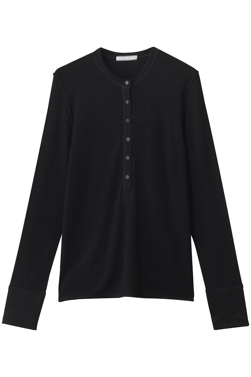 ベイジ，/BEIGE，のFORD（フォード）/ウール配色メローヘンリーネックカットソー(Black/KKCWGA0205)