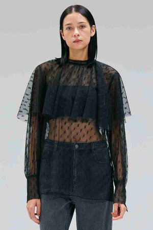 ベイジ，/BEIGE，のCLOVIS（クロービズ）/ケープデザイン総レースブラウス(110400/110403)