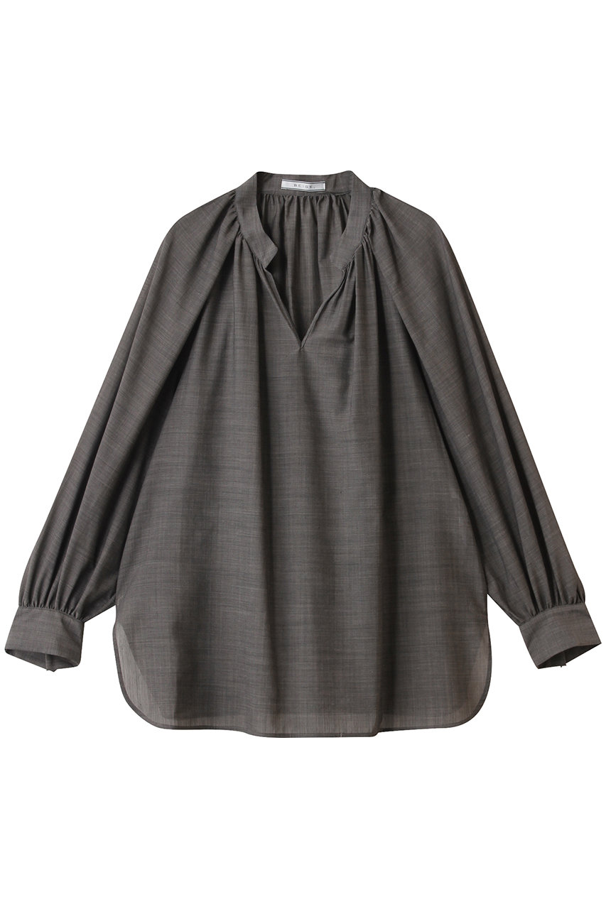 ベイジ，/BEIGE，のMOYE（モイエ）/シアーウールパフスリーブブラウス(Charcoal/BLCWGA0208)