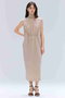 FLEUR（フルール）/ニットコンビハイネックノースリーブドレス ベイジ，/BEIGE，