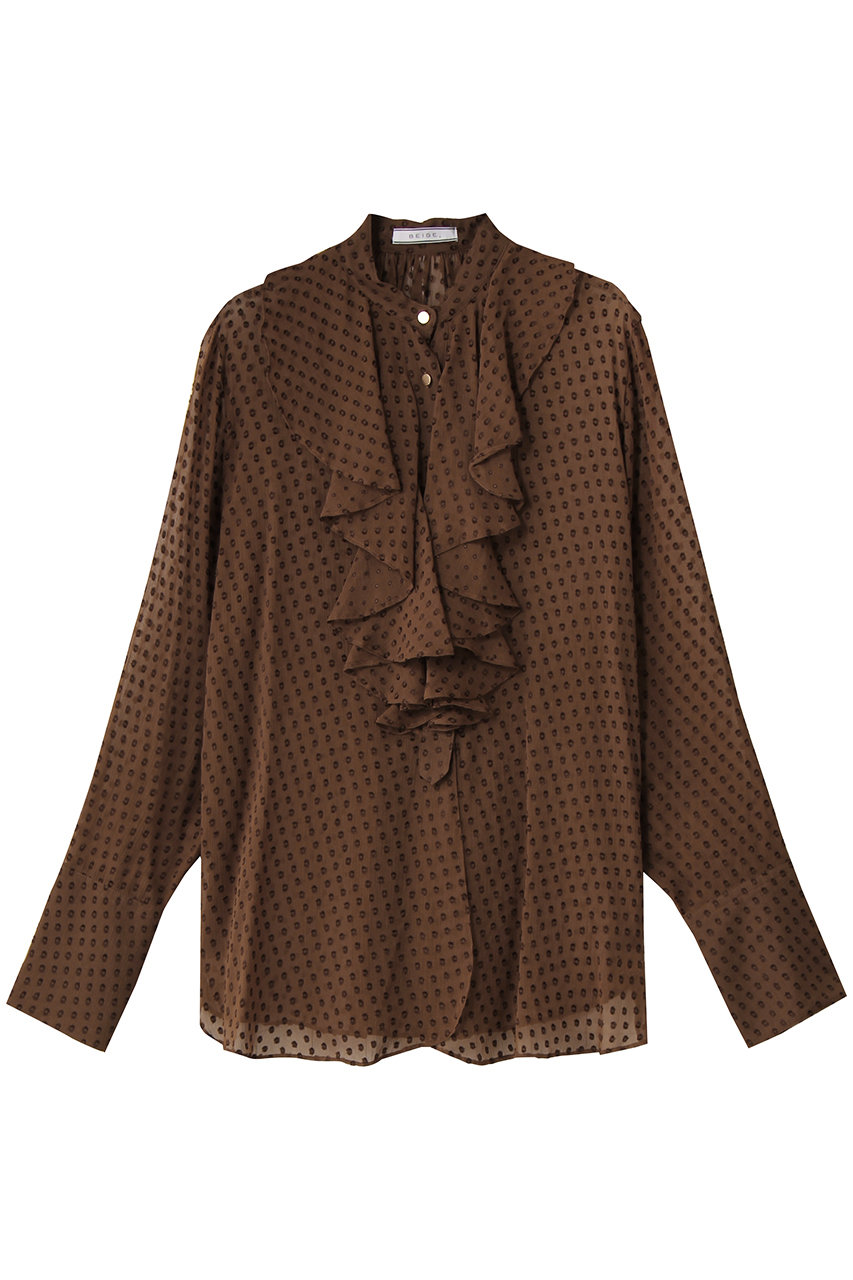 CALLERRY(カラリー)/シルク混ドットラッフルブラウス