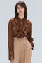 CALLERRY（カラリー）/シルク混ドットラッフルブラウス ベイジ，/BEIGE，