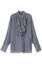 CALLERRY（カラリー）/シルク混ドットラッフルブラウス ベイジ，/BEIGE， Dull Blue