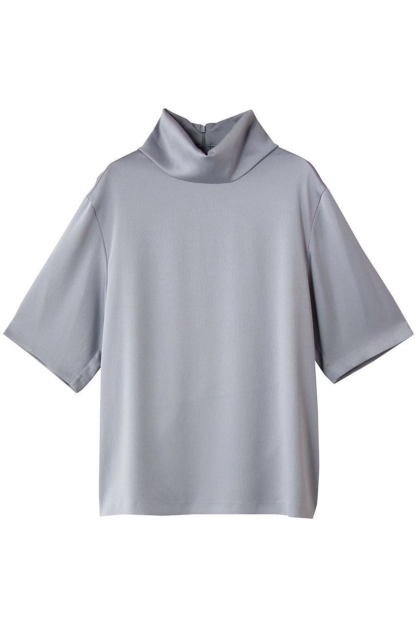 BEIGE, LLOYD(ロイド)/ハンマーサテンロールカラー半袖ブラウス (Dull Blue, 4) ベイジ, ELLE SHOP BEIGE, LLOYD(ロイド)/ハンマーサテンロールカラー半袖ブラウス (Dull Blue, 4) ベイジ, ELLE SHOP