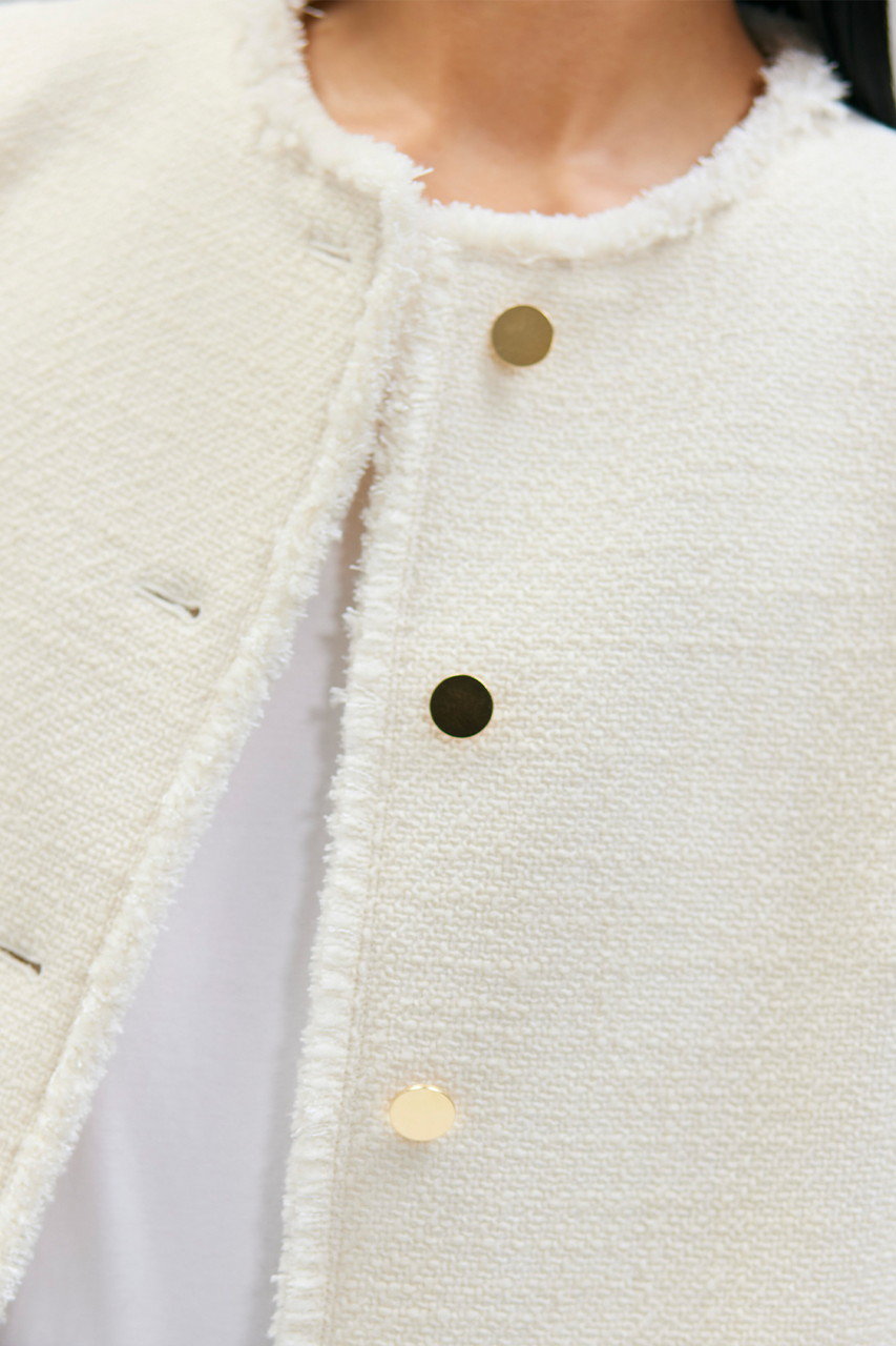 極美品◆BEIGE ベイジ 金ボタン ツイード ノーカラー ジャケット M 極美品◇BEIGE ベイジ 金ボタン ツイード ノーカラー ジャケット M