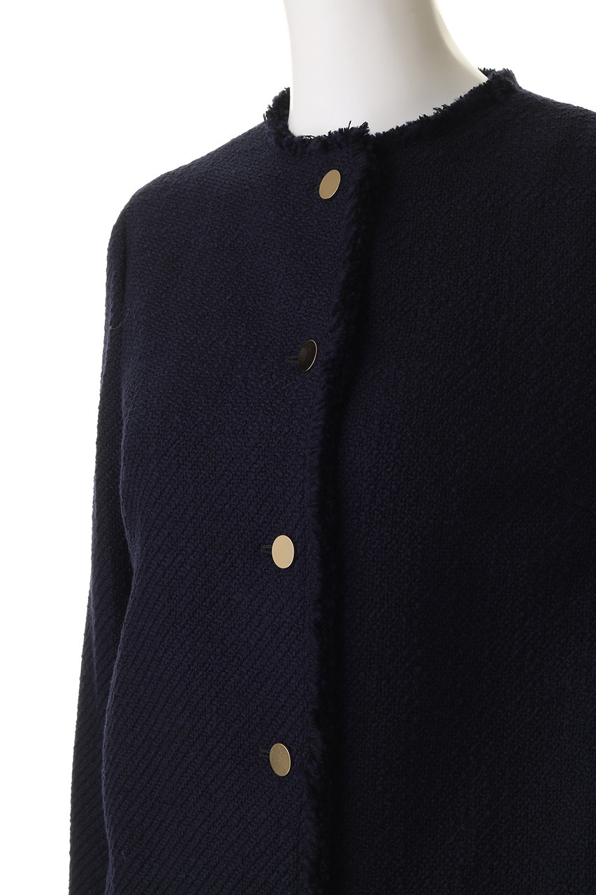 BEIGE，(ベイジ，)｜MULLIN / ウールツイードメタルボタンノーカラー