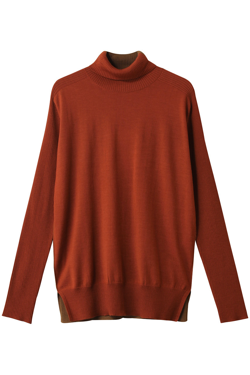 ベイジ，/BEIGE，のLA MONNAIE / バイカラーウールタートルニット(OrangeRed × Caramel/KRCWGW0300)