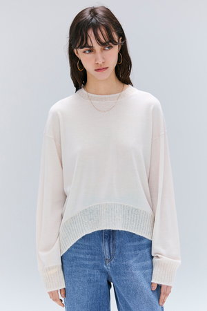 ベイジ，/BEIGE，のLA MONNAIE（ラ モネ）/モヘヤMIXクルーネックニット(110300/110301)