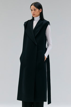 ベイジ，/BEIGE，のLEMOORE（レモー）/ウールリバーフード付きロングジレ(110800/110806)