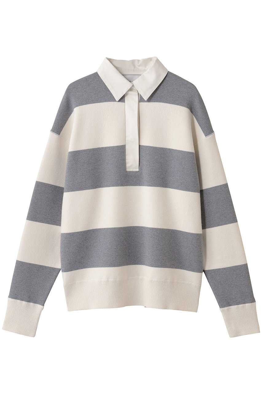 BEIGE, TAFT/ラガーニットシャツ (Bone×L.Gray, 4) ベイジ, ELLE SHOP BEIGE, TAFT/ラガーニットシャツ (Bone×L.Gray, 4) ベイジ, ELLE SHOP