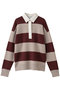 TAFT/ラガーニットシャツ ベイジ，/BEIGE， Taupe×Bordeaux