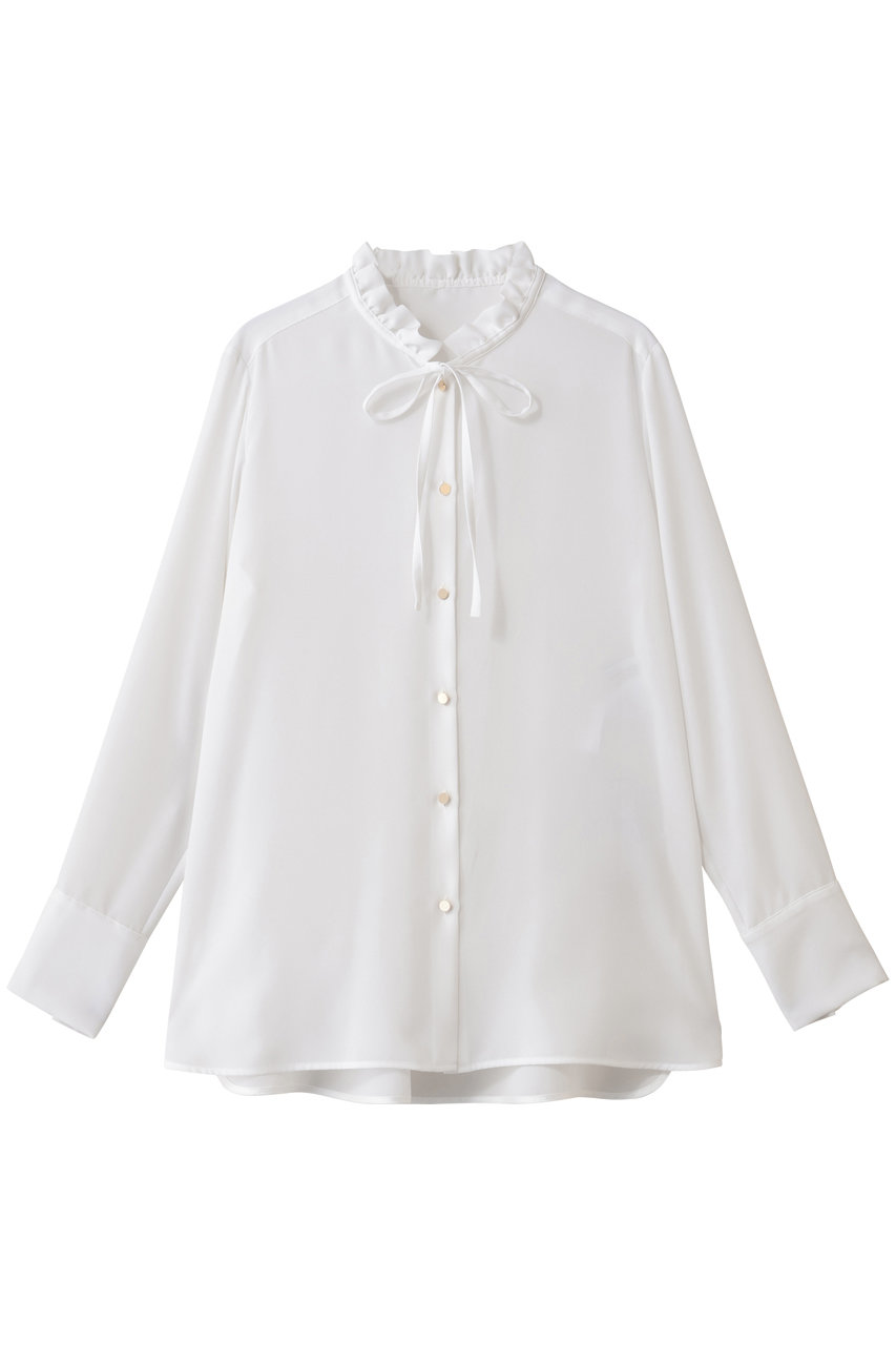 BEIGE， STOW / フリルタイブラウス (Ecru, 4) ベイジ， ELLE SHOP