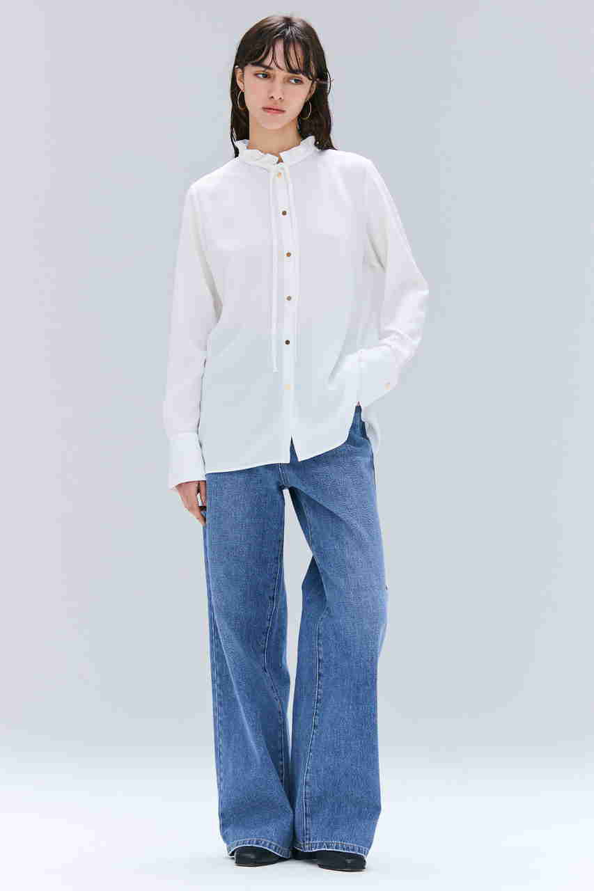 BEIGE，(ベイジ，)｜STOW / フリルタイブラウス/Ecru の通販｜ELLESHOP