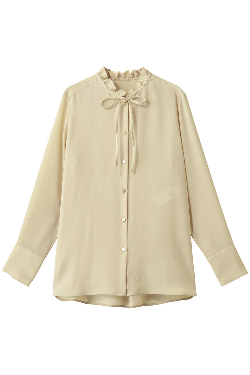 BEIGE， STOW / フリルタイブラウス (Mustard, 4) ベイジ， ELLE SHOP