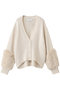 CHESTER / フェイクファーVネックカーディガン ベイジ，/BEIGE， Bone