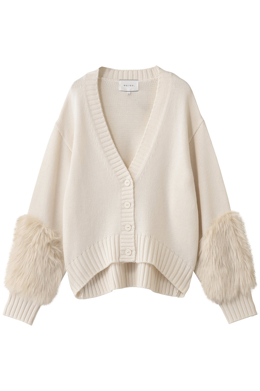 ベイジ，/BEIGE，のCHESTER / フェイクファーVネックカーディガン(Bone/KRCWGW0404)