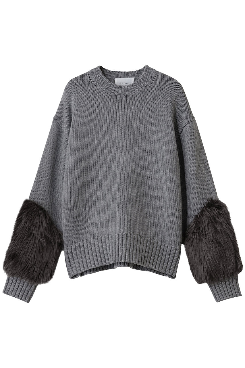 ベイジ，/BEIGE，のCHESTER / フェイクファークルーネックニット(Md.Gray/KRCWGW0405)