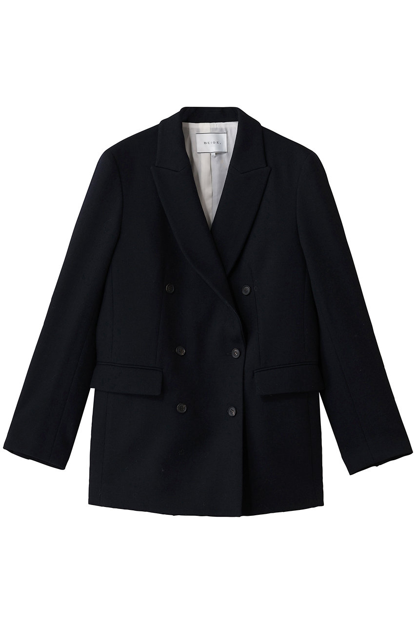 BEIGE， BUNNELL（バンネル）/ウールダブルブレストジャケット (Navy, 4) ベイジ， ELLE SHOP