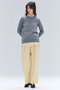 POMPE（ポンプ）/ウールカシミヤ配色ラインクルーネックニット ベイジ，/BEIGE，