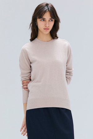 ベイジ，/BEIGE，のPOMPE（ポンプ）/ウールカシミヤ配色ラインクルーネックニット(110300/110301)