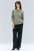 POMPE（ポンプ）/ウールカシミヤ配色ラインクルーネックニット