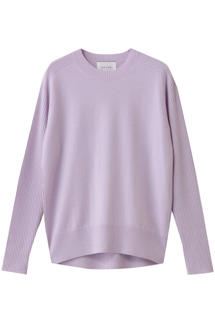 ベイジ，/BEIGE，のPOMPE（ポンプ）/ウールカシミヤ配色ラインクルーネックニット(Lilac×Taupe/KRCWGW0400)