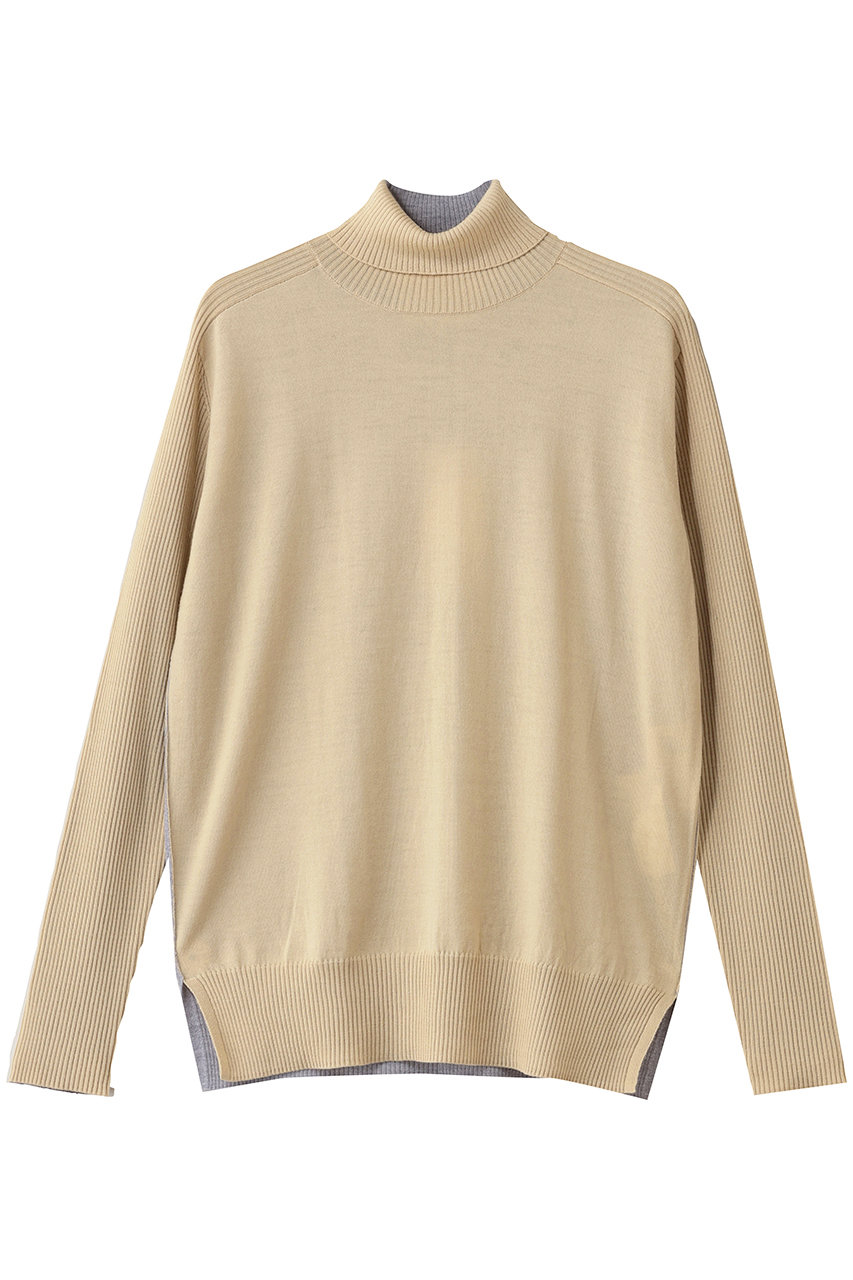 ベイジ，/BEIGE，のLA MONNAIE（ラ モネ）/バイカラーウールタートルニット(Mustard × L.Gray/KRCWGW1300)