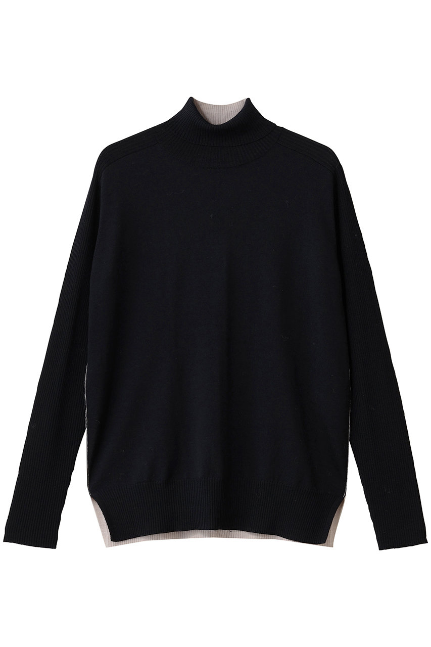 ベイジ，/BEIGE，のLA MONNAIE（ラ モネ）/バイカラーウールタートルニット(Navy × Bone/KRCWGW1300)