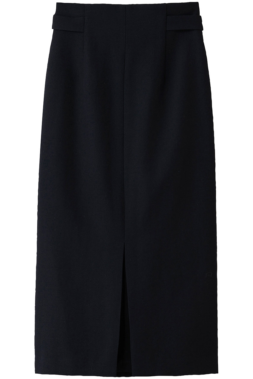 BEIGE， BUNNELL（バンネル）/ウールハイウエストタブボタンスカート (Navy, 4) ベイジ， ELLE SHOP