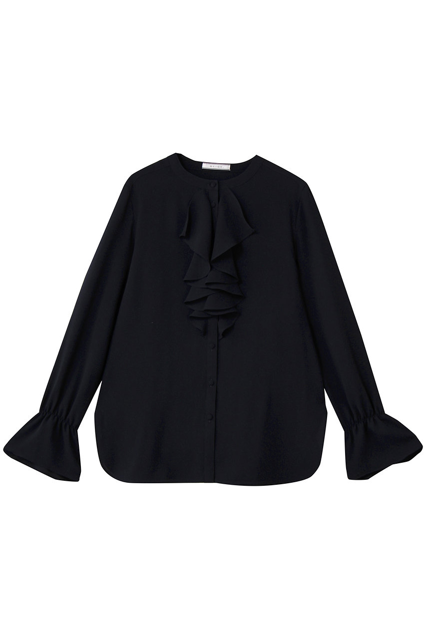 ベイジ，/BEIGE，のCLARION（クラリオン）/バンドカラーフリルブラウス(Navy/BLCWGA6270)