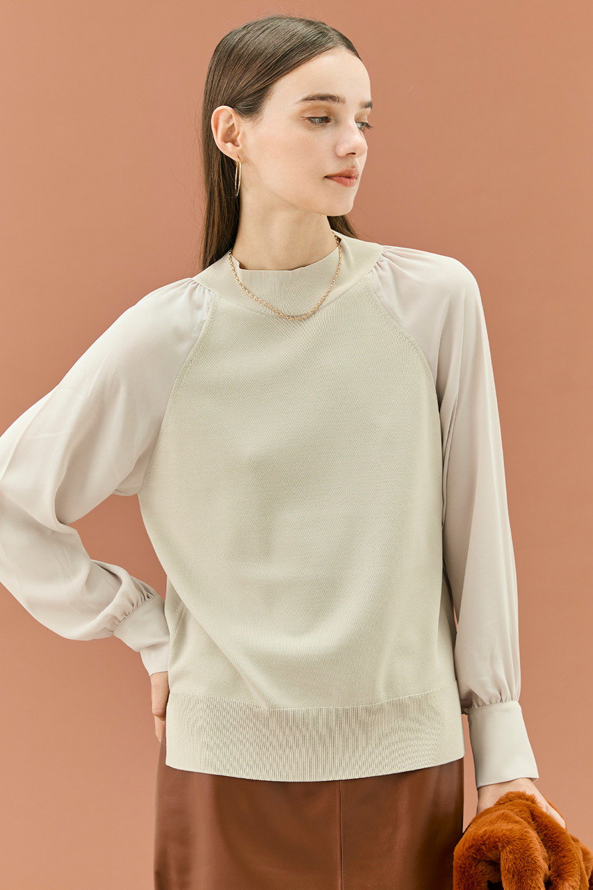 【新品】☆BEIGE,☆ベイジ☆異素材切り替えニット☆ADORE☆セオリー☆ BEIGE，(ベイジ，)｜LECERF（ルセルフ）/異素材ドッキングストレッチ