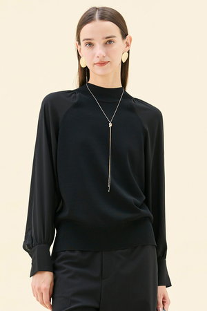 ベイジ，/BEIGE，のLECERF（ルセルフ）/異素材ドッキングストレッチニット(110300/110301)