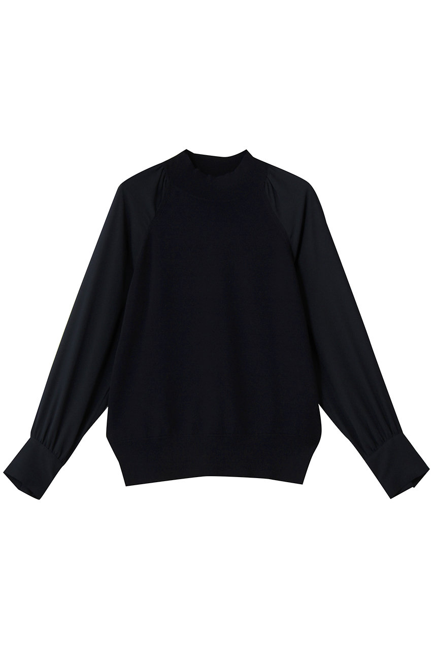 ベイジ，/BEIGE，のLECERF（ルセルフ）/異素材ドッキングストレッチニット(Navy/KRCWGA6250)