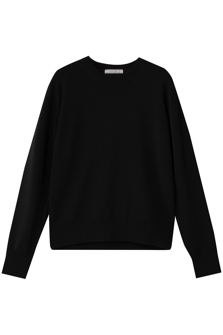 ベイジ，/BEIGE，のLECERF（ルセルフ）/異素材バックシアーストレッチニット(Black/KRCWGA6251)