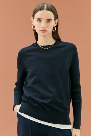 ベイジ，/BEIGE，のWILLOW（ウィロウ）/ストレッチクルーネックリブニット(110300/110301)