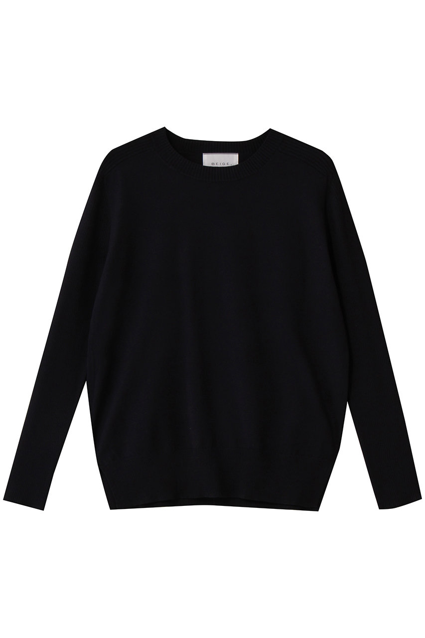 ベイジ，/BEIGE，のWILLOW（ウィロウ）/ストレッチクルーネックリブニット(Navy/KRCWGA6260)