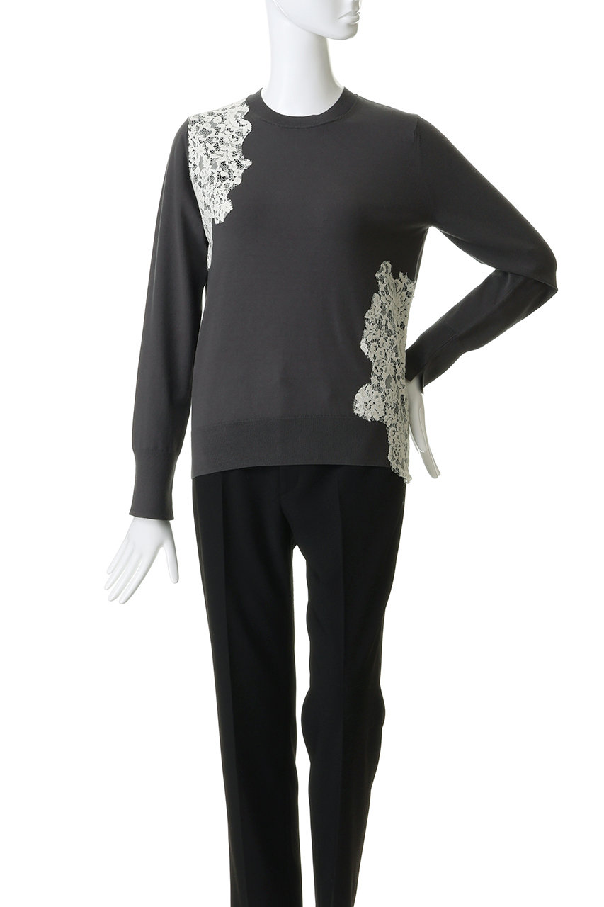 BEIGE，(ベイジ，)｜WILLOW / アシンメトリーレースクルーネックニット