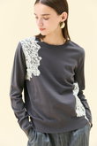 WILLOW / アシンメトリーレースクルーネックニット