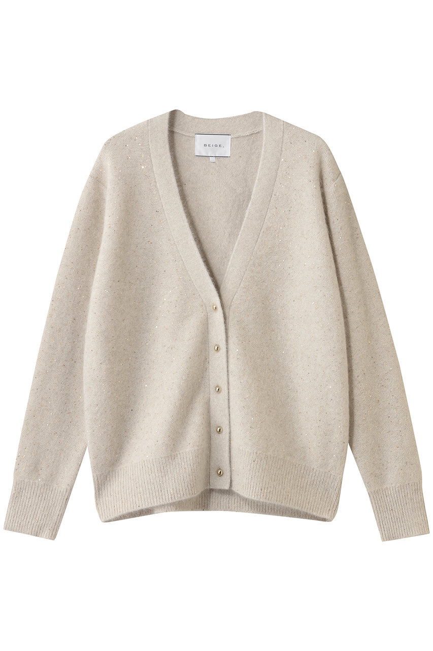 ベイジ，/BEIGE，のAMARILLO / スパンコールフォックスニットカーディガン(Taupe/KRCWGW0504)