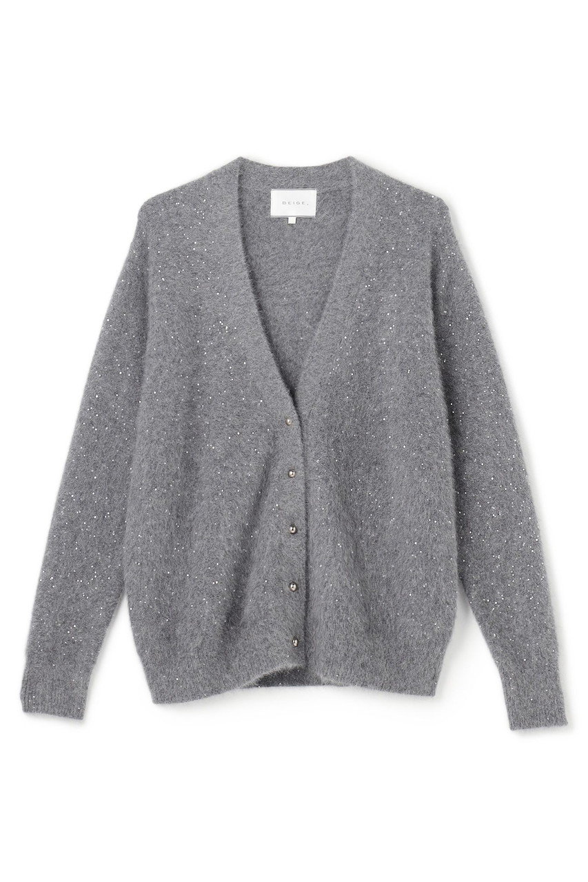 BEIGE, AMARILLO / スパンコールフォックスニットカーディガン (M.Gray, 4) ベイジ, ELLE SHOP BEIGE, AMARILLO / スパンコールフォックスニットカーディガン (M.Gray, 4) ベイジ, ELLE SHOP