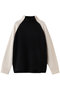 RULE（ルール）/ウールカシミヤバイカラーハイネックニット ベイジ，/BEIGE， Black × Off