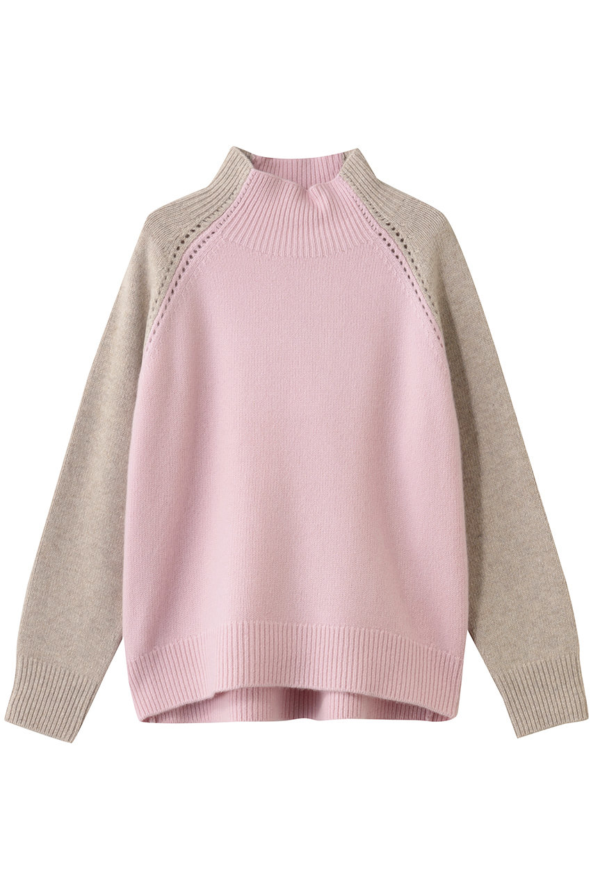 ベイジ，/BEIGE，のRULE（ルール）/ウールカシミヤバイカラーハイネックニット(Lilac × Taupe/KRCWGW0502)