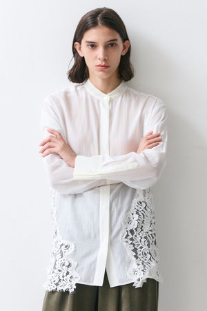 ベイジ，/BEIGE，の【予約販売】GALENA / コットンレースバンドカラーシャツ/(110400/110403)