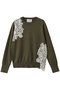 WILLOW / アシンメトリーレースクルーネックニット/ ベイジ，/BEIGE， Khaki × White