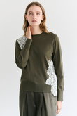 WILLOW / アシンメトリーレースクルーネックニット/