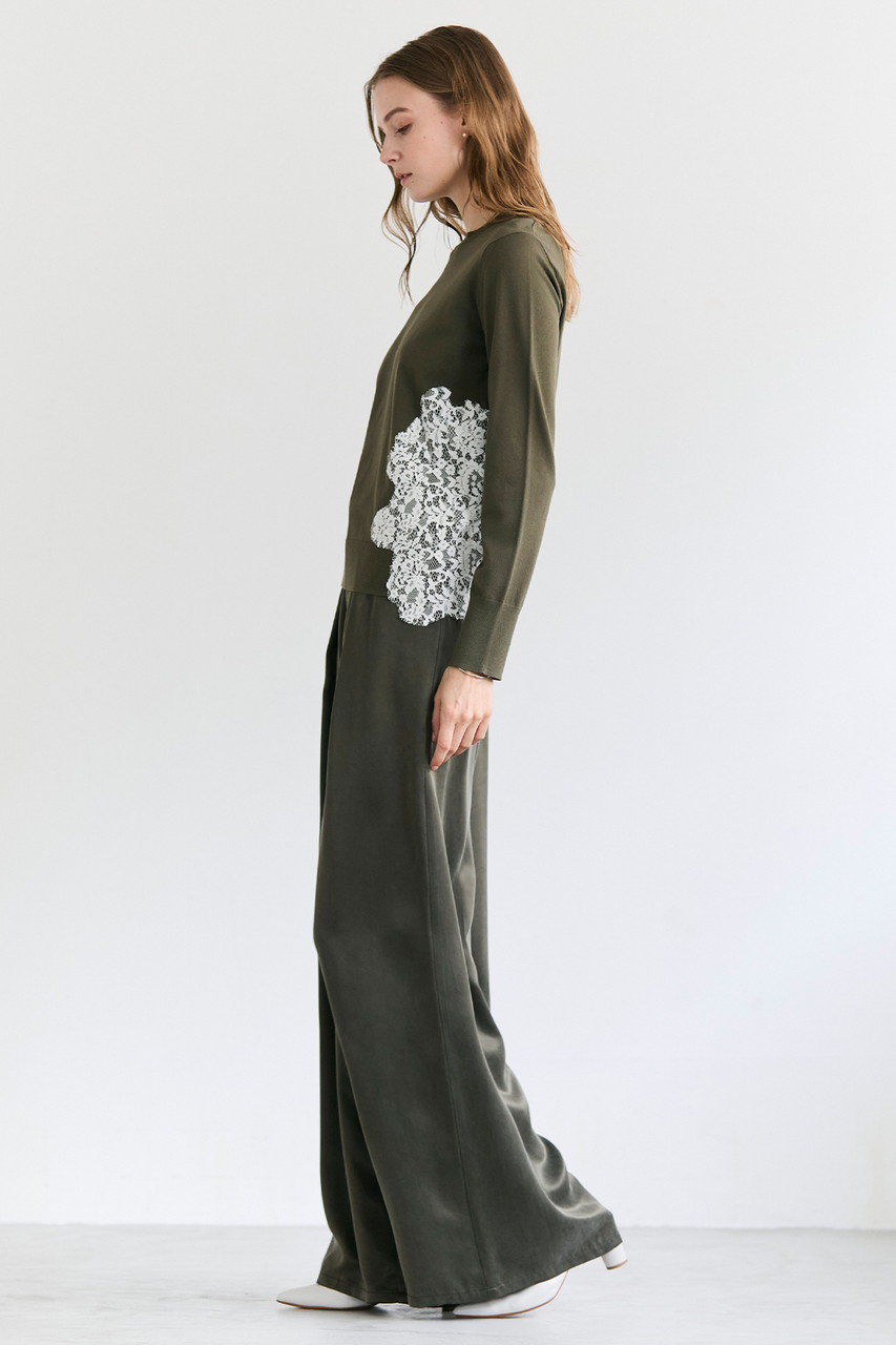 BEIGE，(ベイジ，)｜WILLOW / アシンメトリーレースクルーネックニット