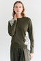 WILLOW / アシンメトリーレースクルーネックニット/ ベイジ，/BEIGE，