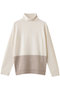 DEMING（デミング）/タートルニットプルオーバー ベイジ，/BEIGE， Off × Taupe