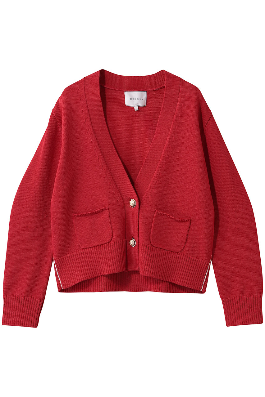 ベイジ，/BEIGE，のHELIODOR（ヘリオドール）/マリンボタンクロップドカーディガン(Red/KRCWGW0600)
